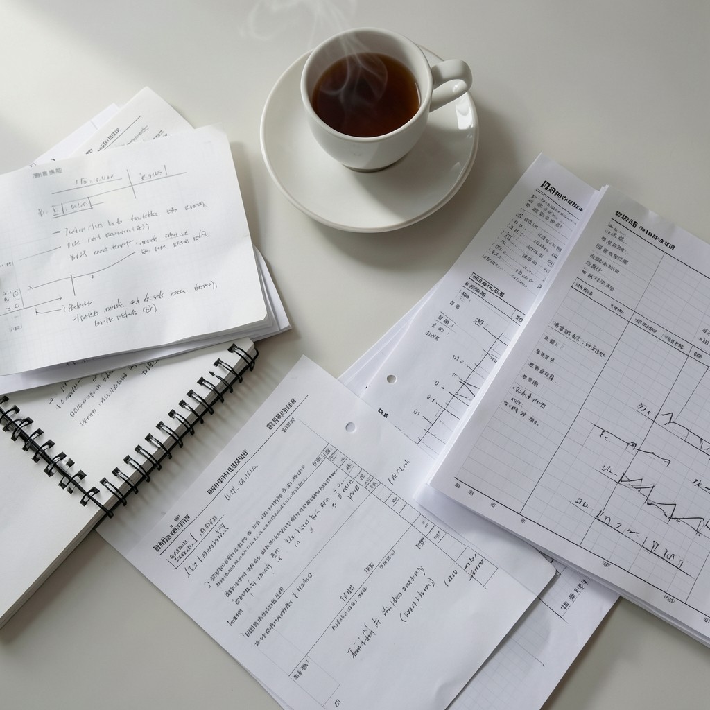 Analyst comparing budget workbooks and ledger extracts on a desk